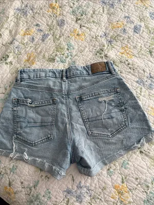 American Eagle Outfitters Light Blue Distressed Denim Shorts thumbnail 2