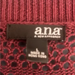a.n.a burgundy‎ knit button-down sweater women’s size large thumbnail 4