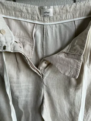 Aritzia Wilfred Linen Blend Cropped Trousers in Cream Size S thumbnail 4