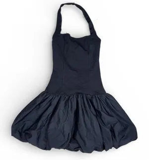 GLG Good Luck Gem Mini Dress Womens XS Black Halter Drop Waist Bubble Hem thumbnail 1
