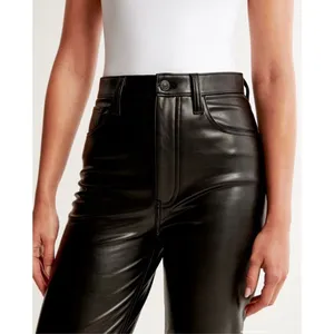 Abercrombie & Fitch Black Vegan Leather 90s Straight Ultra High Rise Pants 2/26 thumbnail 4