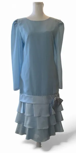 Vintagew Drop waist Long sleeve Blue Dress thumbnail 1