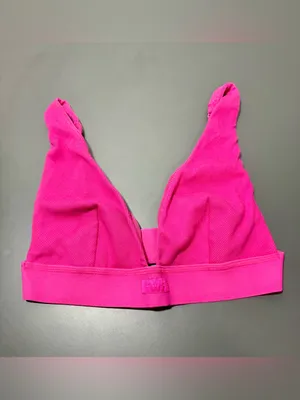 SKIMS Ribbed Cotton Blend Plunge Pink Bralette thumbnail 3