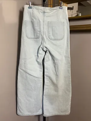 Zara Size 2 Light Wash Wide Leg Denim Jeans thumbnail 3