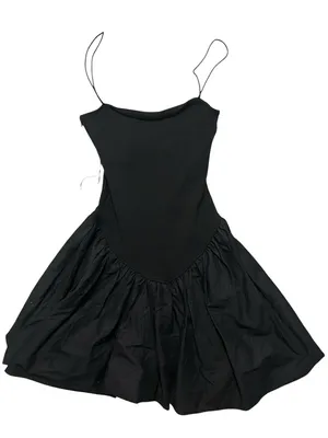 Zara Black Spaghetti Strap Bubble Hem Mini Dress thumbnail 1