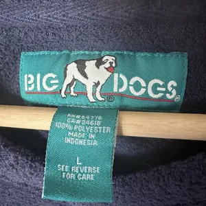 Big Dogs Pullover Fleece V Neck Blue Embroidered Sporty Warm Casual Lounge L thumbnail 3