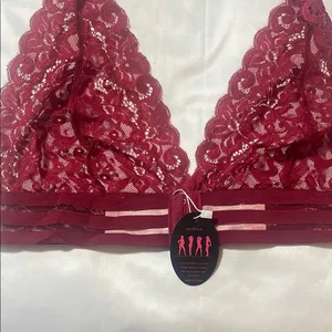 Avidlove Bralette Burgundy Lace Halter Neck Tie‎ Back Women's XL thumbnail 2