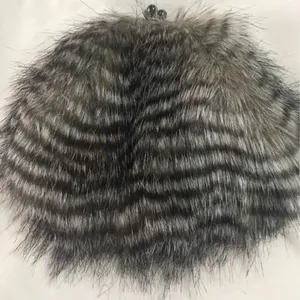 Chico’s Elegant Gray Fax Chain Fur Shoulder Bag thumbnail 2