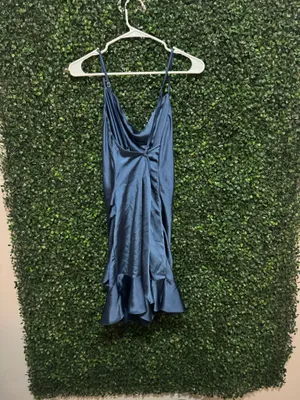 PRINCESS POLLY SATIN Ruffle Hem Romper 10 NAVY BLUE thumbnail 5