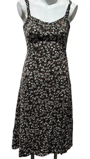 Zara Women’s Black Floral Spaghetti Strap Midi Dress Size S thumbnail 1
