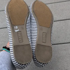 Basic Edition Striped Bow Flats | Striped Ballet Flats With Bow Blue Size 10 thumbnail 7