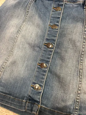 Cello Blue Button-Front A-Line Denim Skirt thumbnail 4