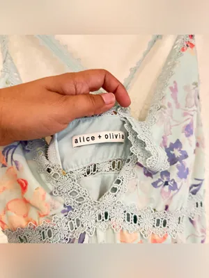 Alice + Olivia Karolina Crochet Floral Blue dress thumbnail 13