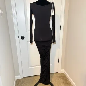 NWT Naked Wardrobe Womens Black Long Sleeve Maxi Dress Size S Glam Bodycon thumbnail 4