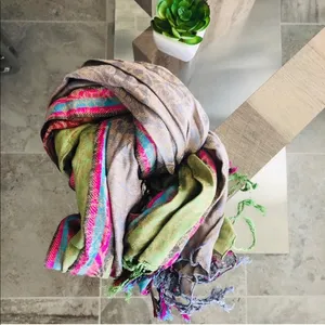 Pashmina Cerbaro (Made in Italy) Scarf Green Multi L 75” thumbnail 1