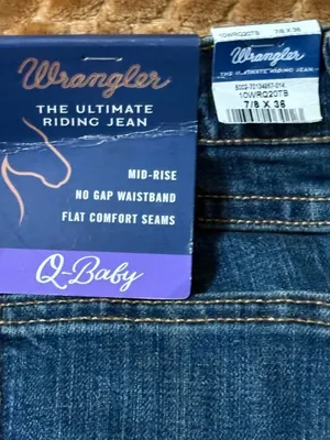 NWT New Wrangler Q-Baby Riding Jeans Mid-Rise Bootcut 7/8 X 36 Dark Wash thumbnail 7