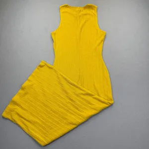 Reformation Ribbed Maxi Dress Mustard Yellow Keyhole Cutout Sleeveless Size M thumbnail 11