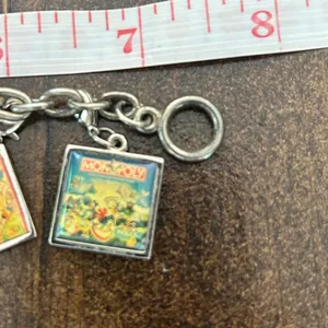 Vintage 80s 90s Mickey Mouse Monopoly Candyland Nasa Charm Bracelet Silver Chain thumbnail 11