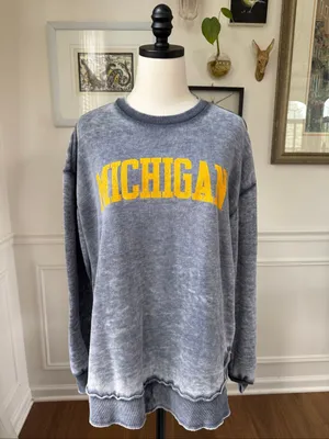 Pressbox Michigan Wolverines Vintage Wash Pullover Oversized Sweatshirt M thumbnail 2