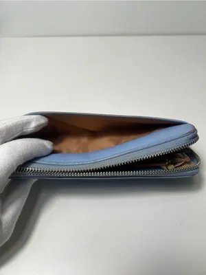Coach Periwinkle Light Blue Leather Accordion Continental Zip Around Long Wallet thumbnail 11