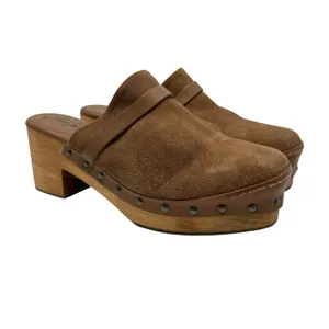 Free People Calabasas‎ Clog Brown Suede Wood Heel Tan Size 41 US 10 thumbnail 7