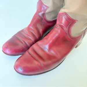 Justin Boots Tan Red Leather Western Cowgirl Knee High Pull On Womens Size 5.5 B thumbnail 6