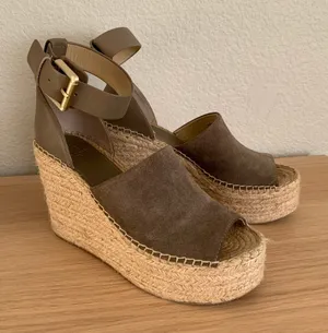 Marc Fisher Grey/Olive Espadrille Wedges thumbnail 1