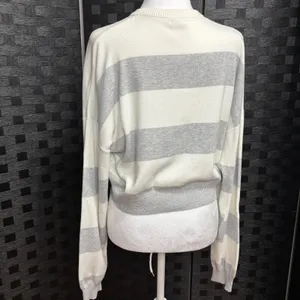 Garage Striped Cropped Sweater Women S Gray Neutral Soft Girl Preppy Sustainable thumbnail 4