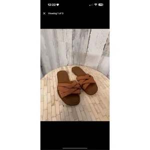 A New Day Brown Criss Cross Slide Sandals Women’s Size 8 Casual Summer Flats thumbnail 4