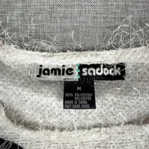 Jamie Sadock Sweater Womens M White Fuzzy 3/4 Sleeve Crew Neck‎ Pullover Eyelash thumbnail 3