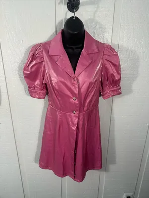 Fate Pink Puff Sleeve Dress Size Small EUC thumbnail 4