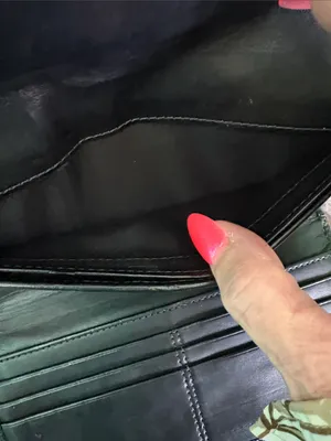 Coach Black Leather Foldover Wallet with Silver Logo thumbnail 5