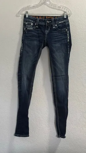 rock revival jeans womens 24 distressed Erin easy skinny bling thumbnail 1