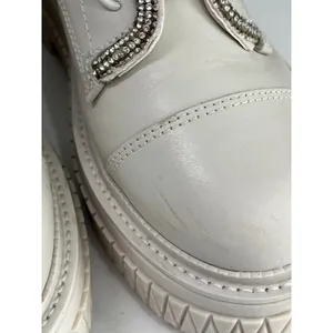 Schutz Amirah White Leather Rhinestone Embellished‎ Platform Combat Boots 6B thumbnail 10