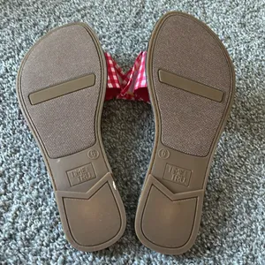 NWT Time & Tru Bow Sandals Red & White Checkered 6 thumbnail 3