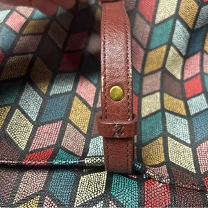 Fossil Women's Rachel Large Tote Bag Multicolor Chevron Zipper Top thumbnail 11