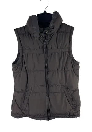 American Eagle Chocolate Brown Puffer Full Zip Vest S thumbnail 1