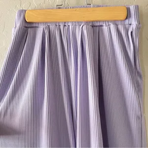 Ekouaer Lavender Ribbed Wide Leg Pants thumbnail 2