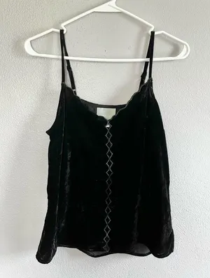 [Maeve] Black Velvet Cut Out Tank Top- XS thumbnail 1