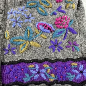 VTG L.L. Bean Womens M 100% Wool Cardigan Sweater Embroidered Elbow Patches 80's thumbnail 10