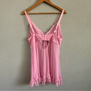 Oh la la Cherie Pink Lace Mesh Babydoll Chemise Size‎ 3X/4X thumbnail 3