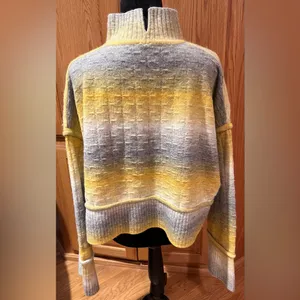Pilcro‎ by Anthropologie Cropped Mock Neck Sweater in Yellow & Gray Ombre Large thumbnail 11