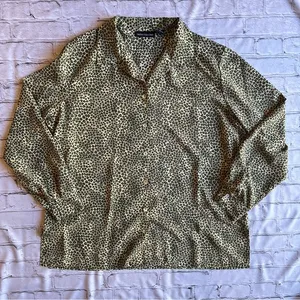 VINTAGE Y2K Leopard Print Silky Blouse Impressions XL thumbnail 1