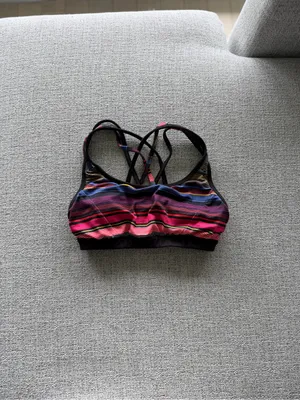 Athleta Black Sports‎ Bra with Pink and Multicolor Straps thumbnail 2
