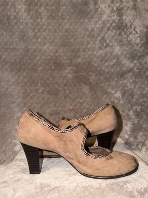 Aerosoles Water Roll Taupe Comfort Pump Mary Jane Snakeskin Trim Suede Heels thumbnail 7