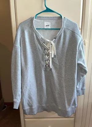 Aerie Grey Oversized Crewneck Sweatshirt thumbnail 1