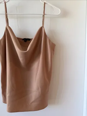Banana Republic Satin Cowl Neck Cami Tank Top Tan/Gold thumbnail 2