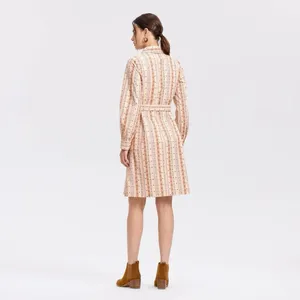 Universal Threads NWT Bishop Long Sleeve Poplin Shirtdress Large Beige Striped thumbnail 2