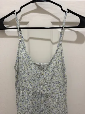 Abercrombie & Fitch Light Blue Floral Tiered Spaghetti Strap Midi Dress XS thumbnail 2