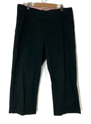 Lee Solid Black Capri Just Below The Waist Capri Pants Cotton Womens 14 thumbnail 1